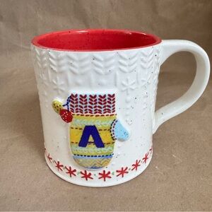 Anthropologie Bundled Up Monogram “A” Ceramic Coffee/Tea Mug. 20oz